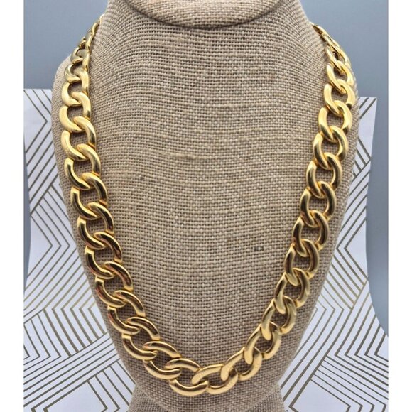 Vintage Napier Statement Chain Necklace Bold Classy Gold Tone Curb Link 24" Flat - Picture 5 of 9